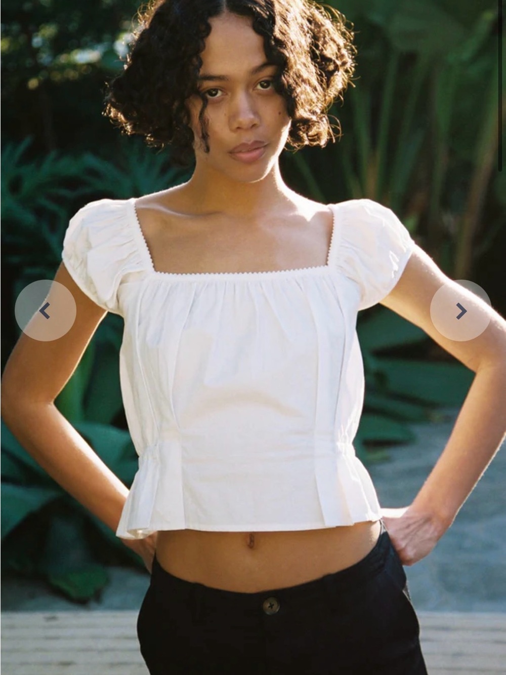 Ciao Lucia White Square-Neck Puff Sleeve Top - Women's